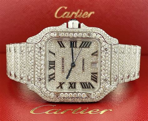 cartier santos watch with diamonds.